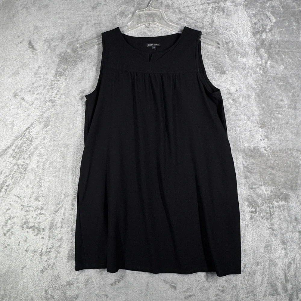 Eileen Fisher Dress Black‎ Sleeveless Pockets Casual Neutral Minimalist Size M - Picture 3 of 12